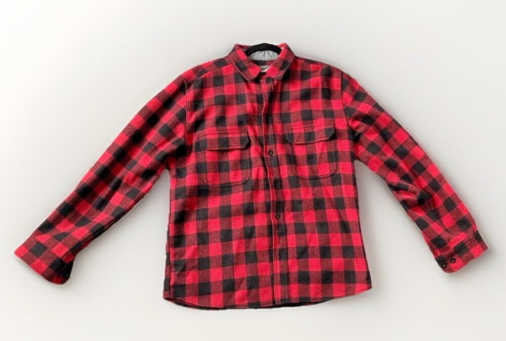 Woolrich 6135 Black Red Shirt Heavy Wool Mens Size Medium M